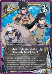Dosu Kinuta, Zaku Abumi & Kin Tsuchi N-621 Naruto trading card