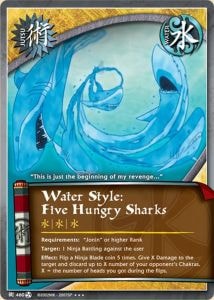 Water Style: Five Hungry Sharks card artwork