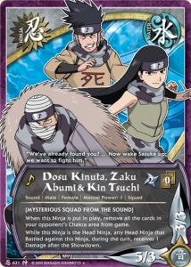 Dosu Kinuta, Zaku Abumi & Kin Tsuchi card artwork