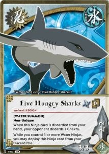 Five Hungry Sharks card artwork